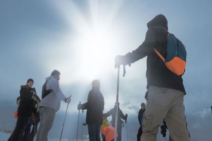 Au sommet des pistes enneigées